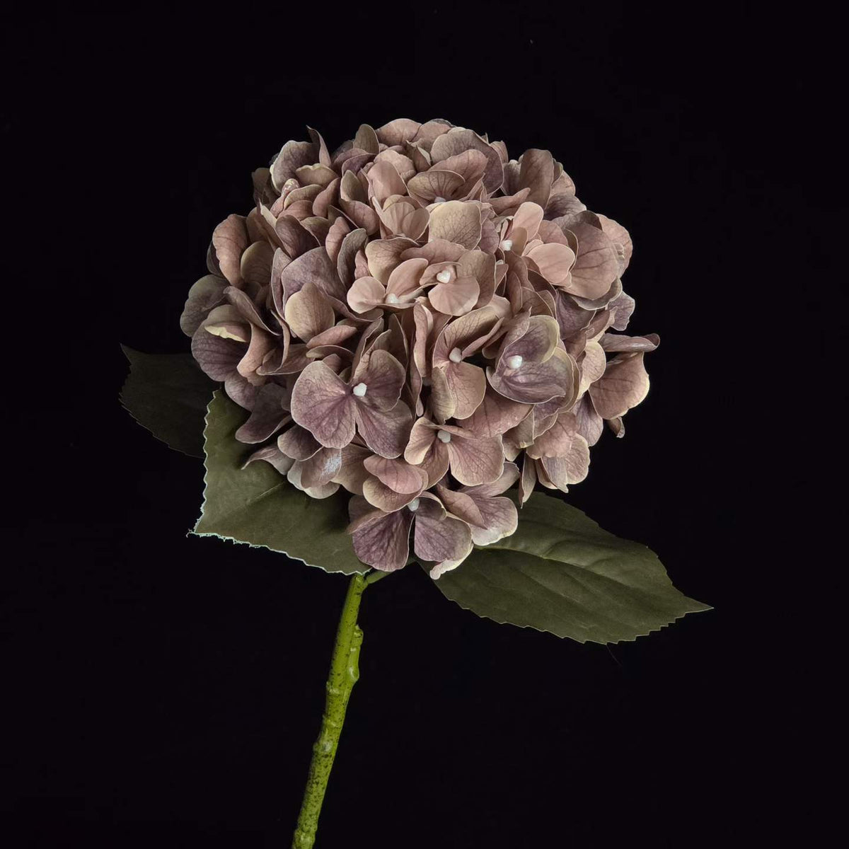 Artificial Vintage Hydrangea Stem in Dusty Taupe