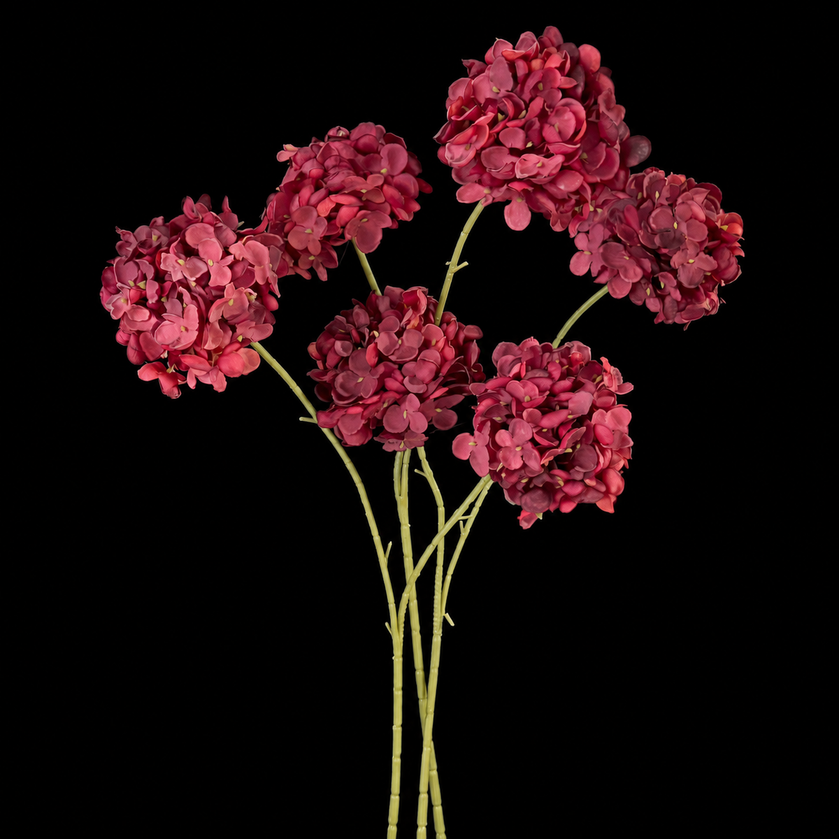 Artificial Antique-Tone Hydrangea Spray in Burgundy