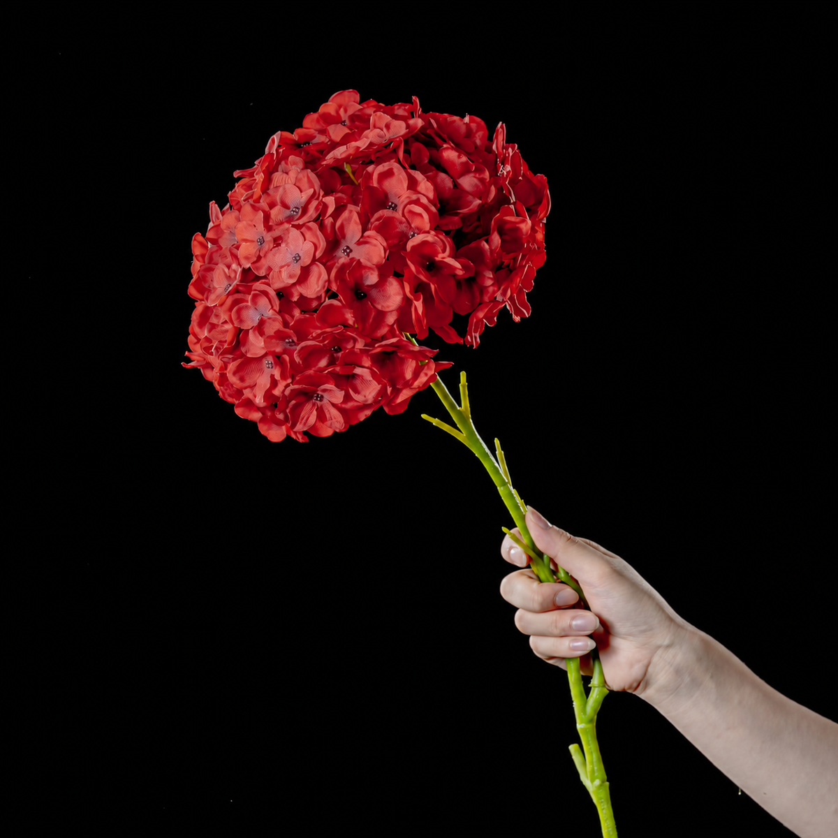 Artificial Large-Bloom Hydrangea Stem in Red