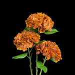 Artificial Leafy Hydrangea Stem in Burnt Orange