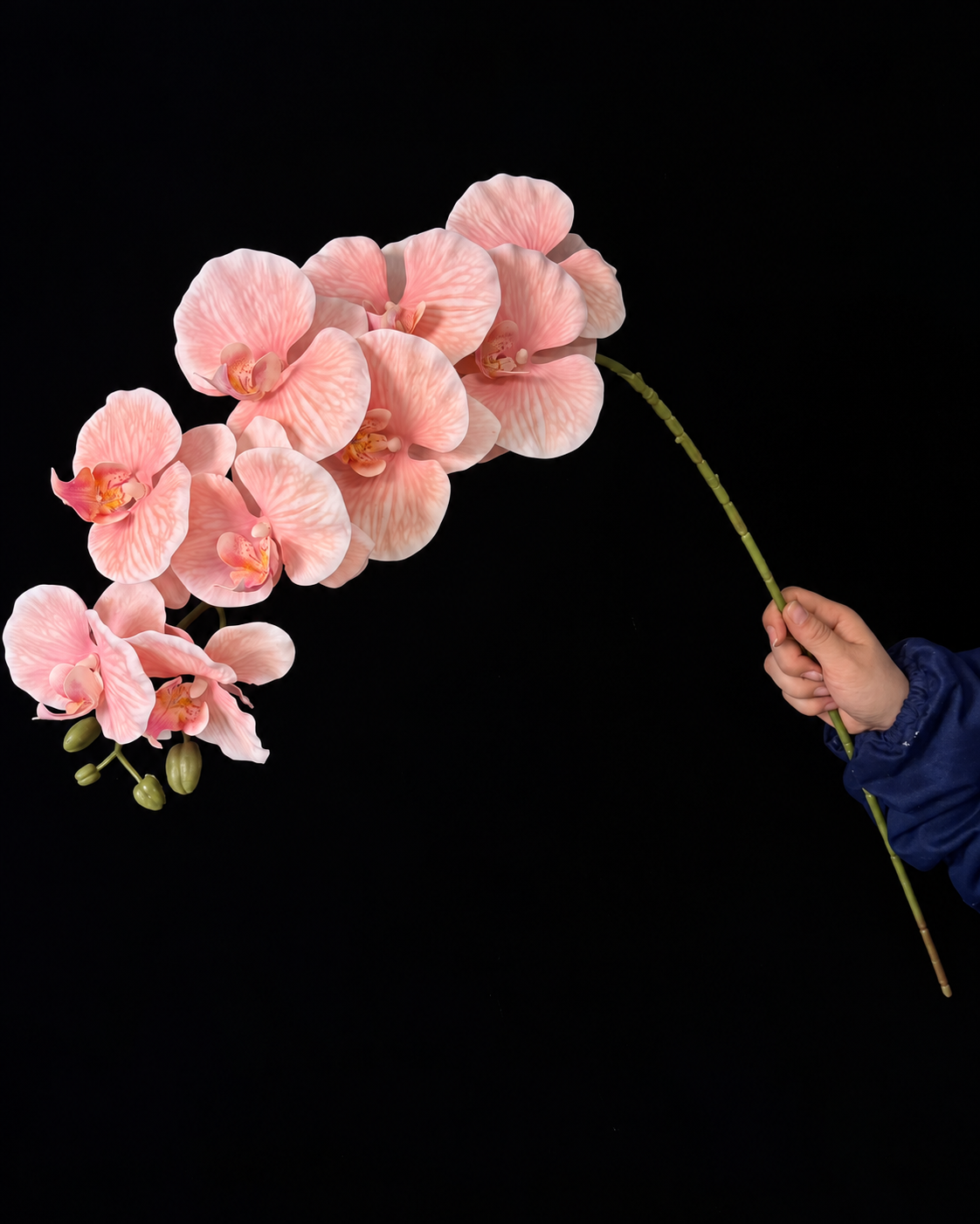 Artificial Phalaenopsis Orchid Stem in Coral Pink
