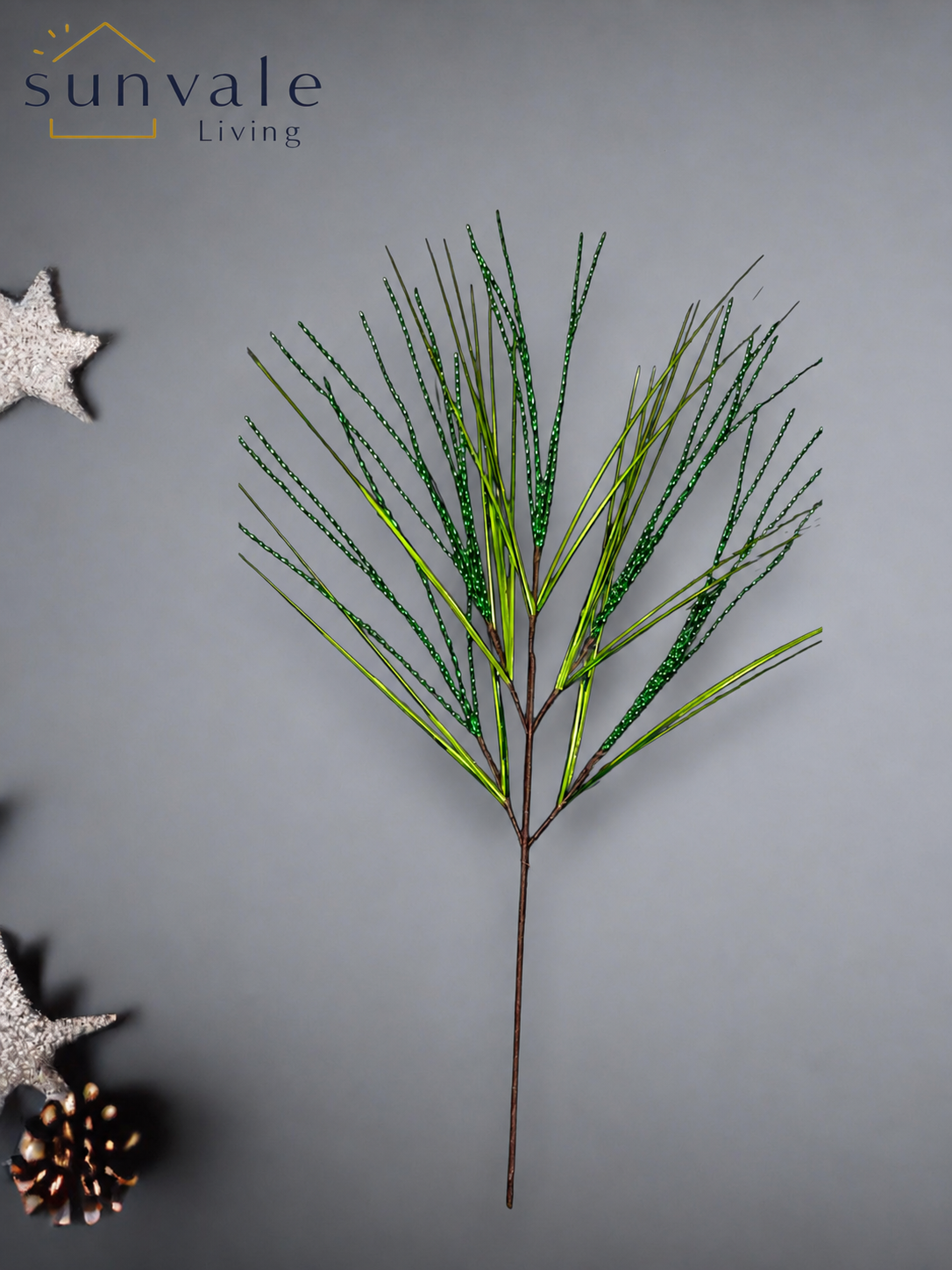 Green pine needle artificial holiday decoration spray by Sunvale Living