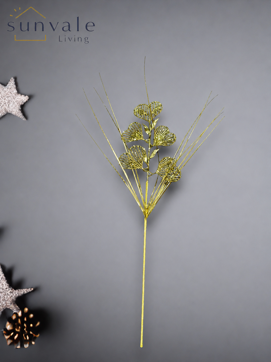 Gold berry twig artificial holiday decoration spray by Sunvale Living