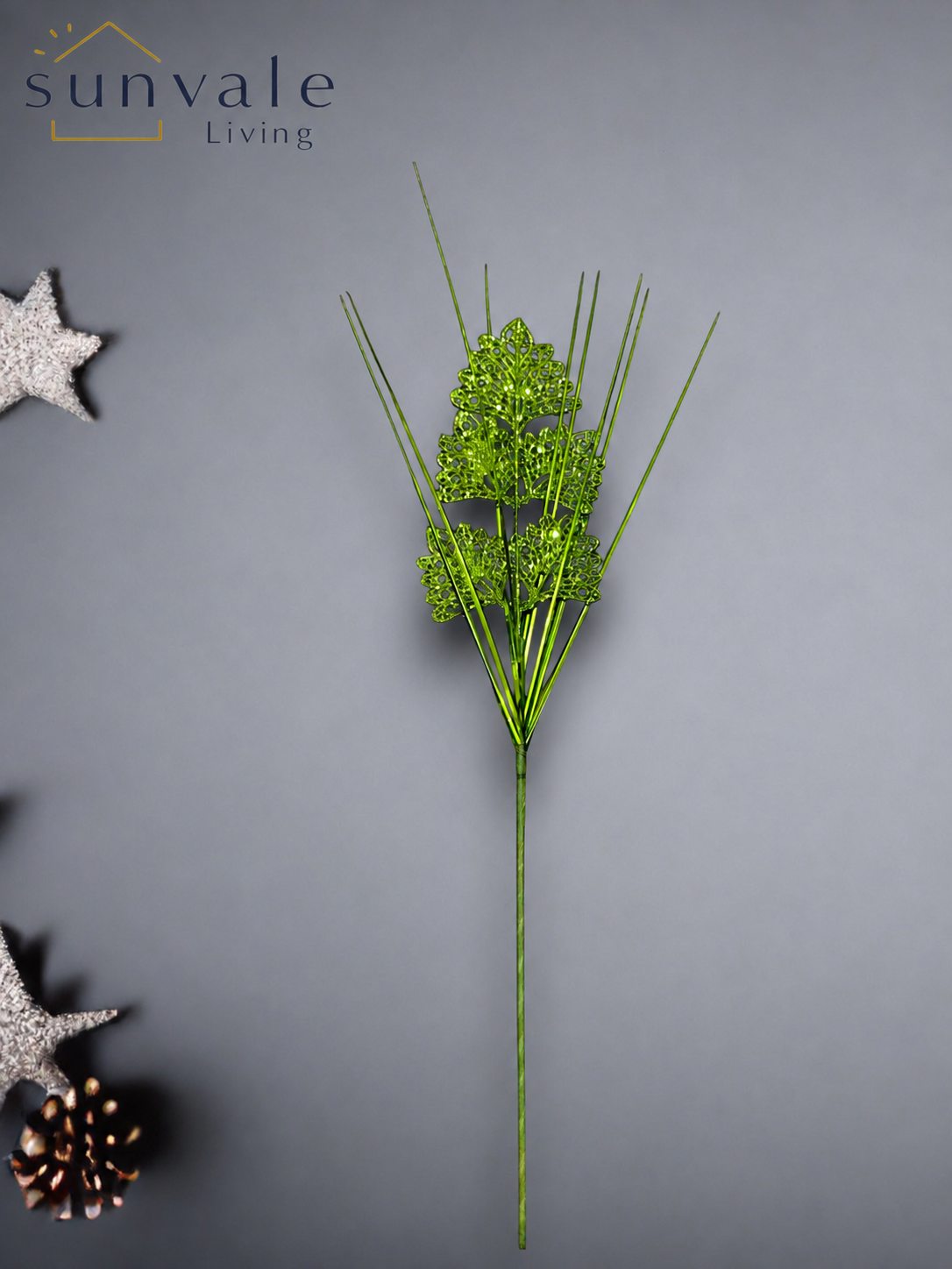 Green beaded grass artificial holiday decoration spray by Sunvale Living