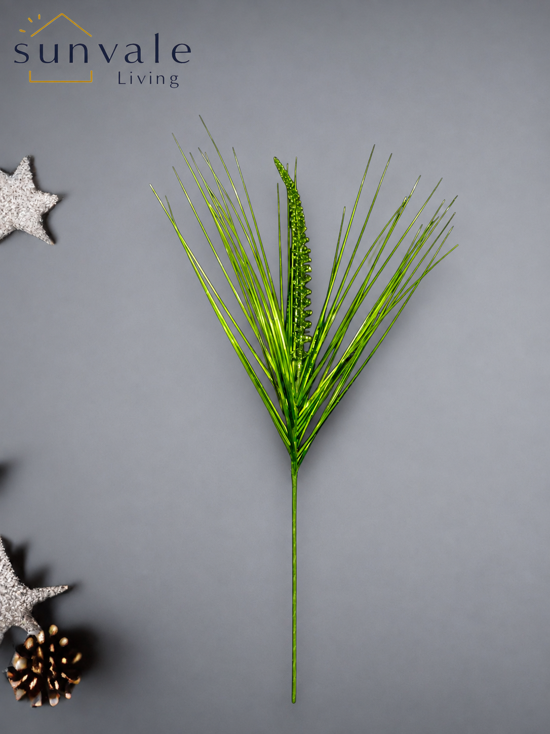Green glitter pine needle artificial holiday decoration spray by Sunvale Living