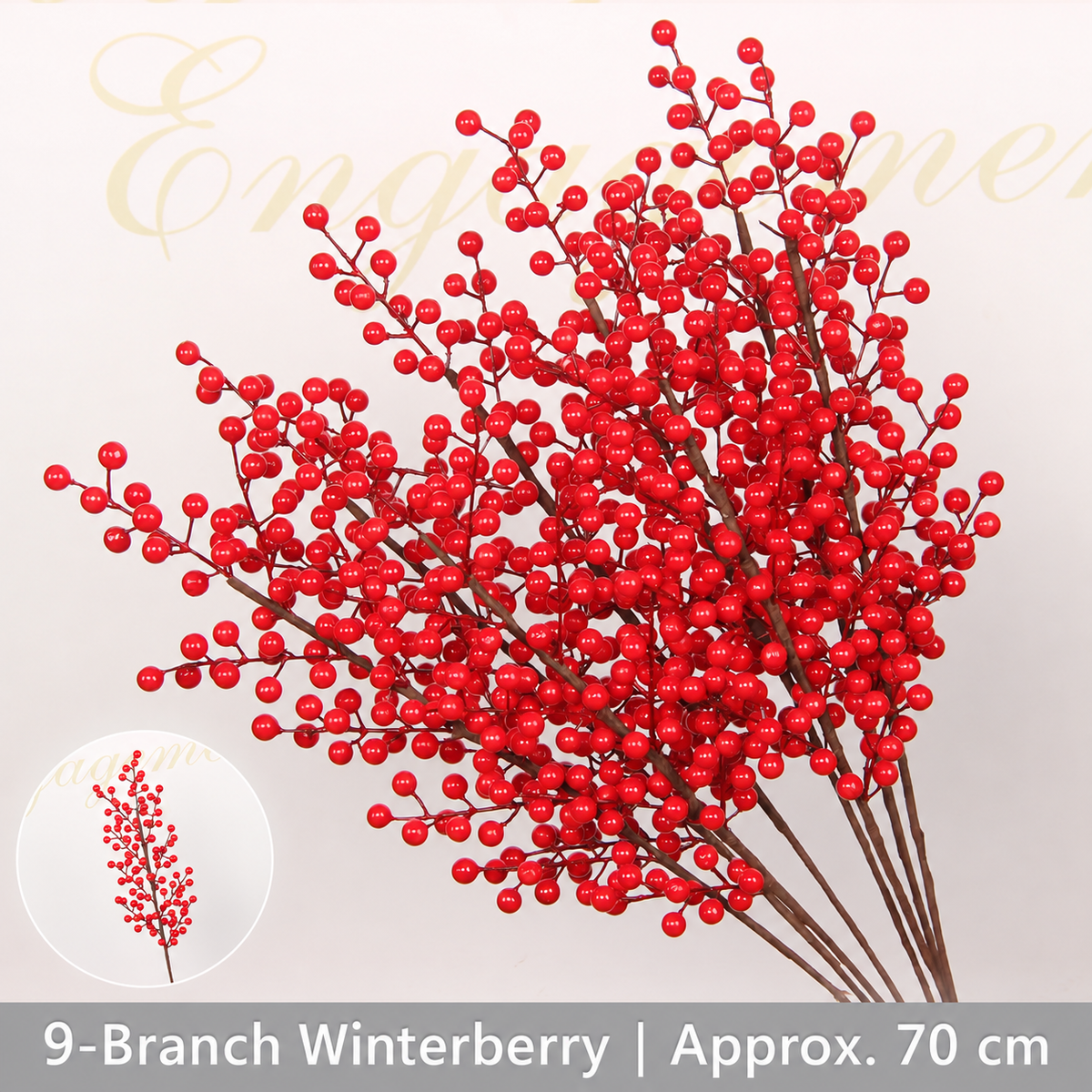9-Branch Winterberry | Approx. 70 cm artificial holiday floral decoration by Sunvale Living
