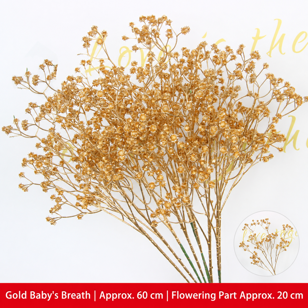 Gold Baby's Breath | Approx. 60 cm | Flowering Part Approx. 20 cm artificial holiday floral decoration by Sunvale Living