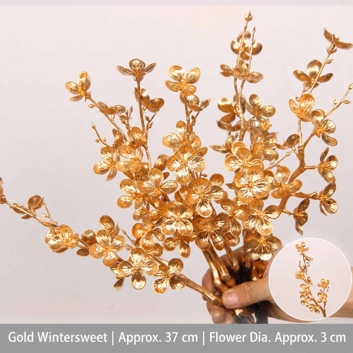 Gold Wintersweet | Approx. 37 cm | Flower Dia. Approx. 3 cm artificial holiday floral decoration by Sunvale Living