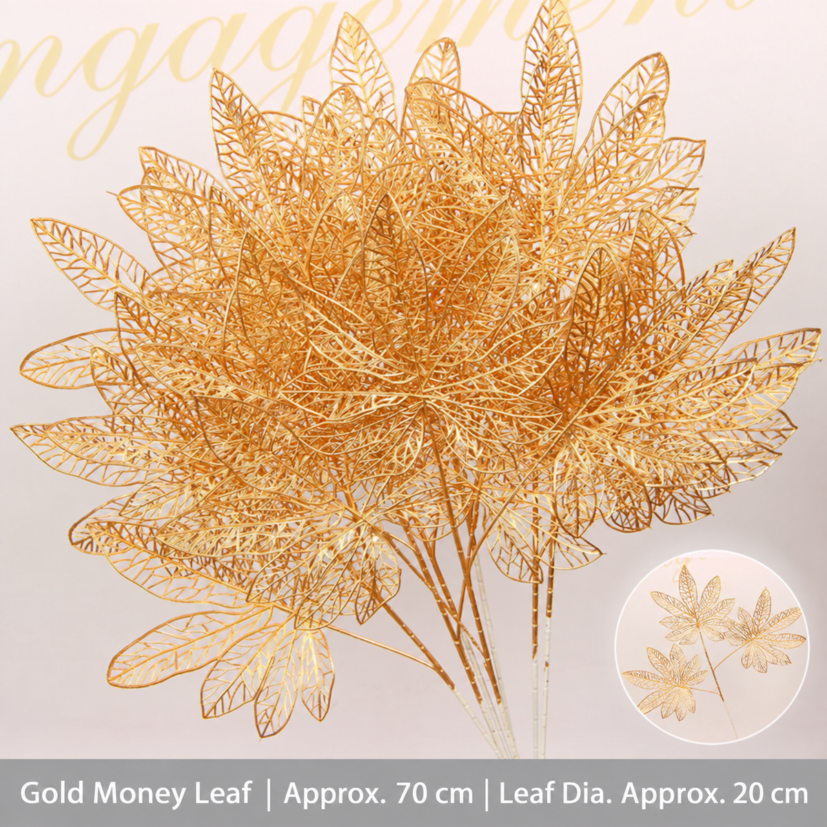 Gold Money Leaf | Approx. 70 cm | Leaf Dia. Approx. 20 cm artificial holiday floral decoration by Sunvale Living