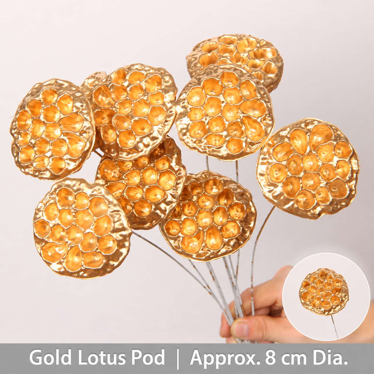 Gold Lotus Pod | Approx. 8 cm Dia. artificial holiday floral decoration by Sunvale Living