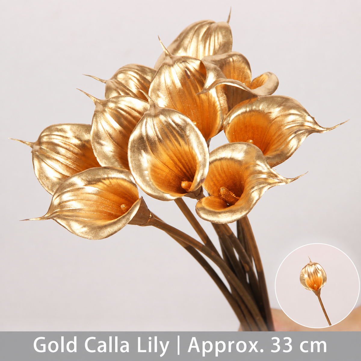 Gold Calla Lily | Approx. 33 cm artificial holiday floral decoration by Sunvale Living