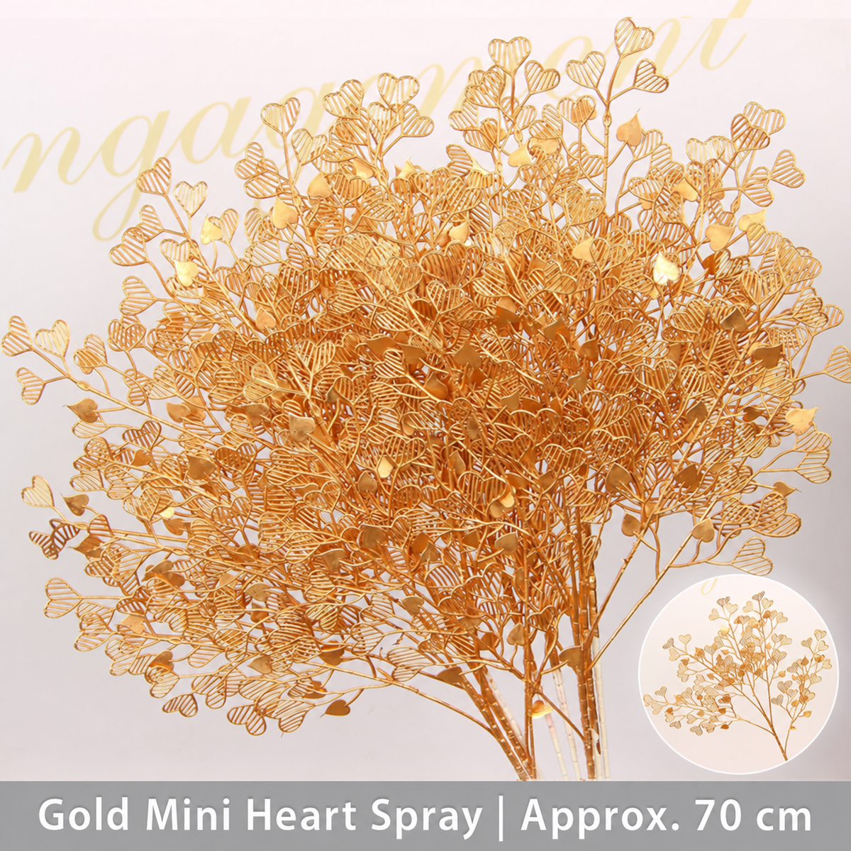 Gold Mini Heart Spray | Approx. 70 cm artificial holiday floral decoration by Sunvale Living