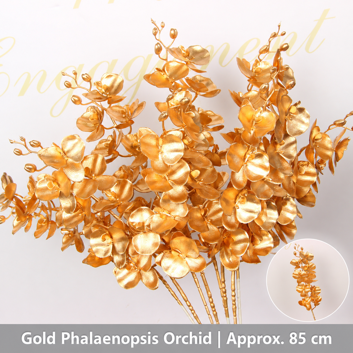 Gold Phalaenopsis Orchid | Approx. 85 cm artificial holiday floral decoration by Sunvale Living