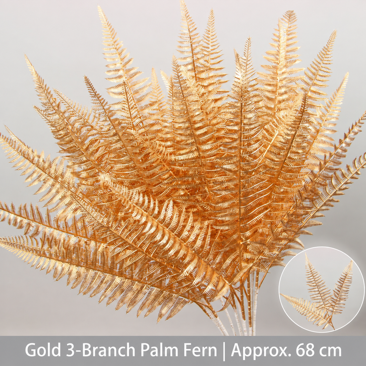 Gold 3-Branch Palm Fern | Approx. 68 cm artificial holiday floral decoration by Sunvale Living