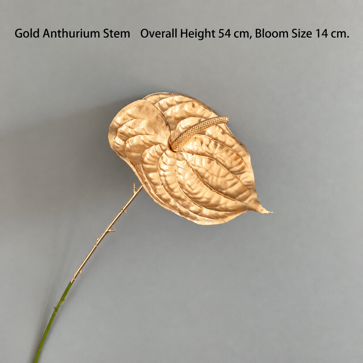 Gold Anthurium Stem | Overall Height 54 cm | Bloom Size 14 cm artificial holiday floral decoration by Sunvale Living
