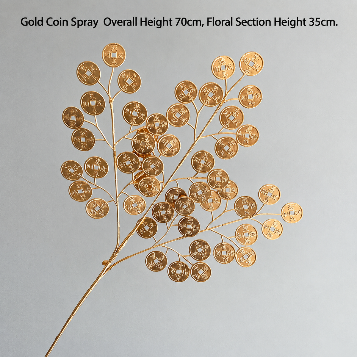 Gold Coin Spray | Overall Height 70 cm | Floral Section Height 35 cm artificial holiday floral decoration by Sunvale Living