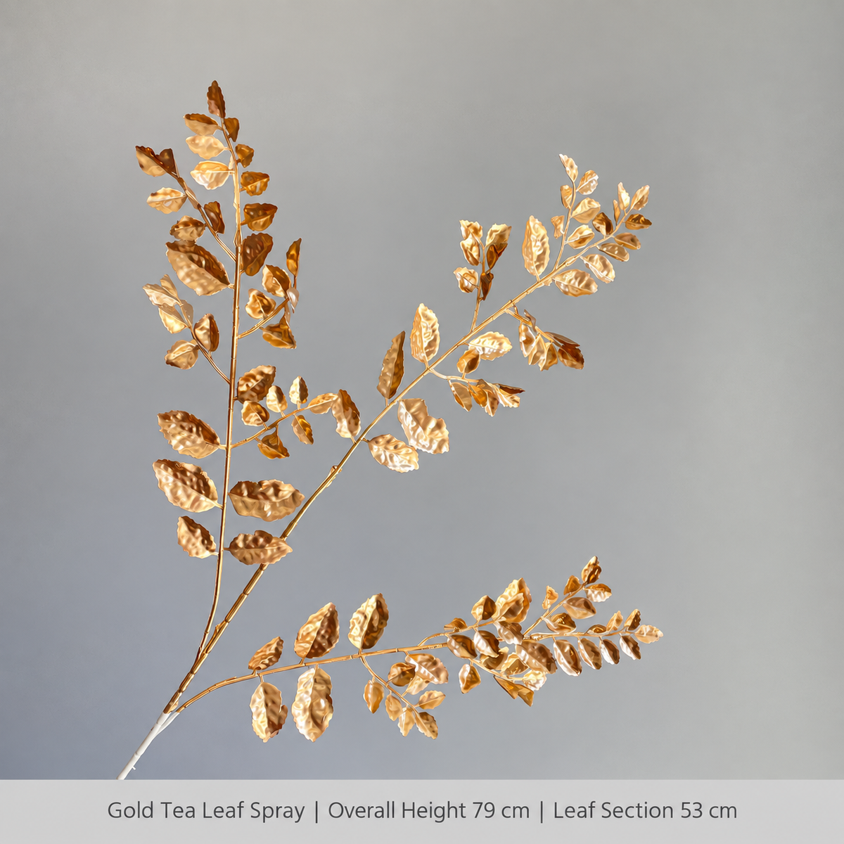 Gold Tea Leaf Spray | Overall Height 79 cm | Leaf Section 53 cm artificial holiday floral decoration by Sunvale Living
