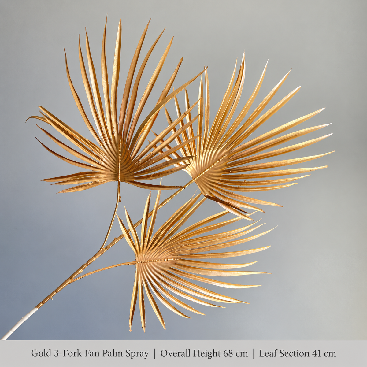 Gold 3-Fork Fan Palm Spray | Overall Height 68 cm | Leaf Section 41 cm artificial holiday floral decoration by Sunvale Living