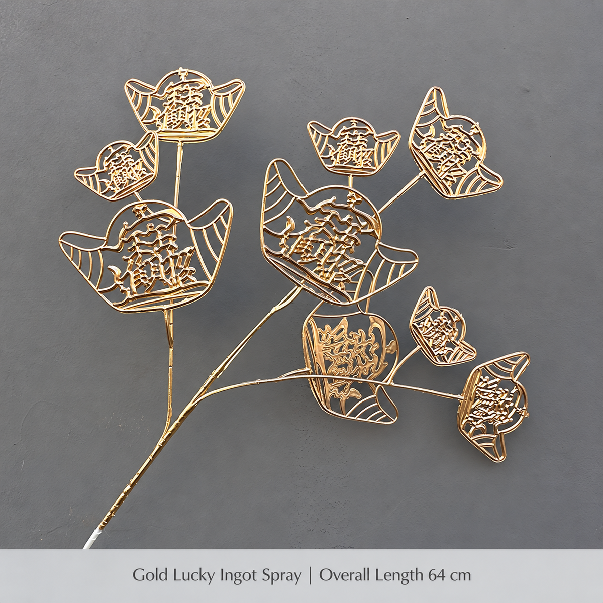 Gold Lucky Ingot Spray | Overall Length 64 cm artificial holiday floral decoration by Sunvale Living