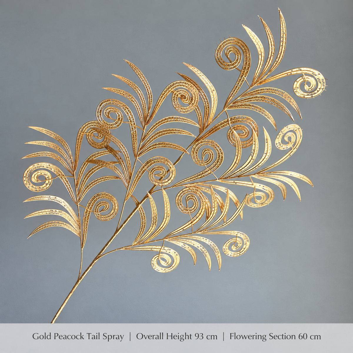 Gold Peacock Tail Spray – 93 cm | Overall Height 93 cm | Flowering Section 60 cm artificial holiday floral decoration by Sunvale Living