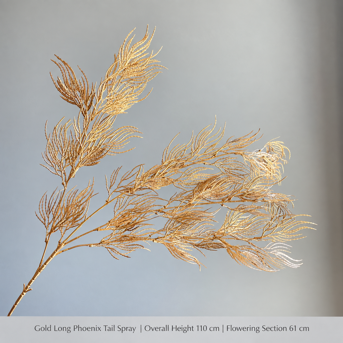 Gold Long Phoenix Tail Spray | Overall Height 110 cm | Flowering Section 61 cm artificial holiday floral decoration by Sunvale Living