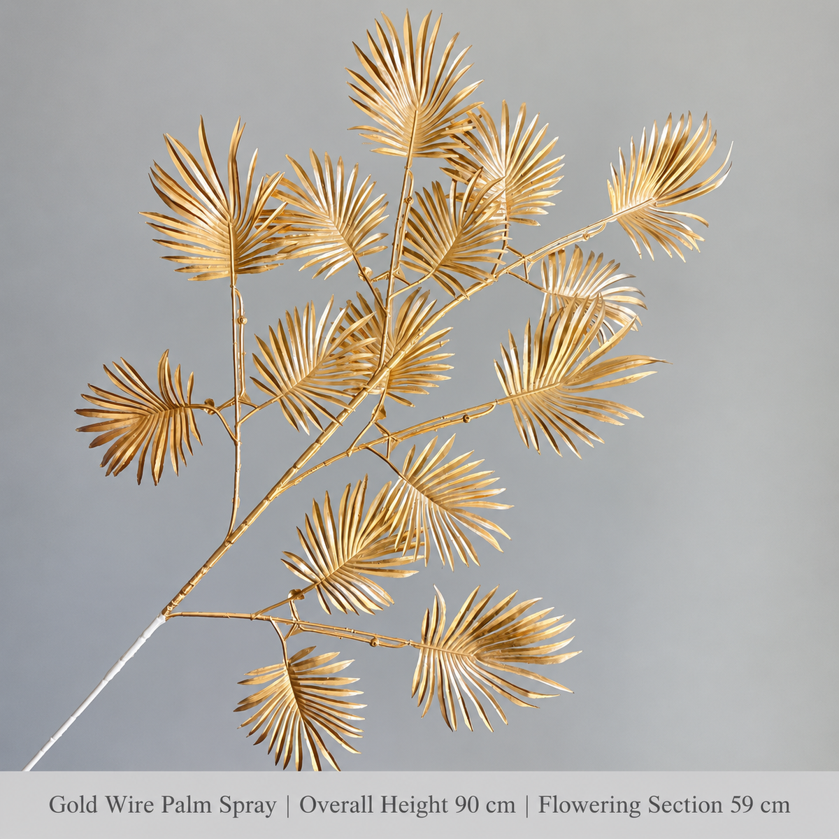 Gold Wire Palm Spray | Overall Height 90 cm | Flowering Section 59 cm artificial holiday floral decoration by Sunvale Living