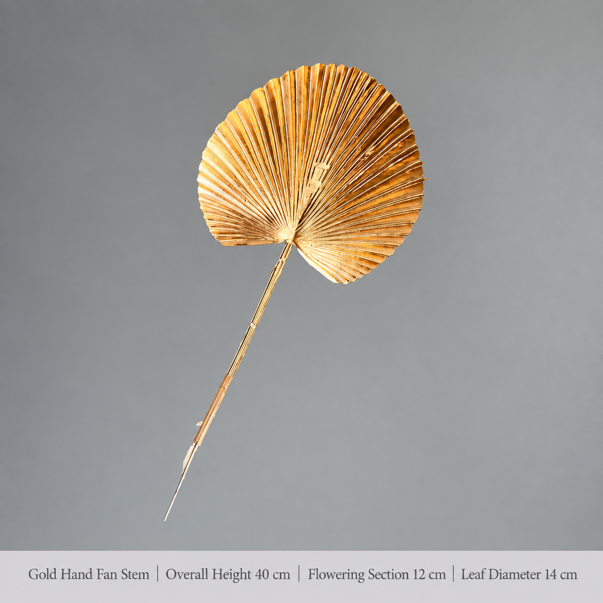 Gold Hand Fan Stem | Overall Height 40 cm | Flowering Section 12 cm | Leaf Diameter 14 cm artificial holiday floral decoration by Sunvale Living
