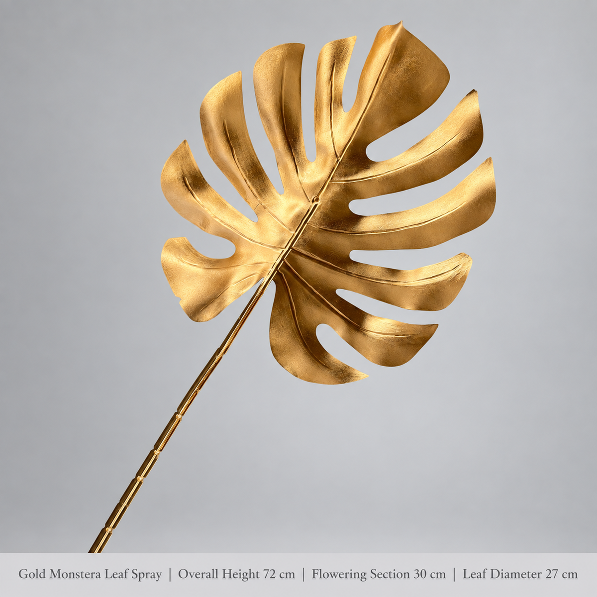 Gold Monstera Leaf Spray | Overall Height 72 cm | Flowering Section 30 cm | Leaf Diameter 27 cm artificial holiday floral decoration by Sunvale Living