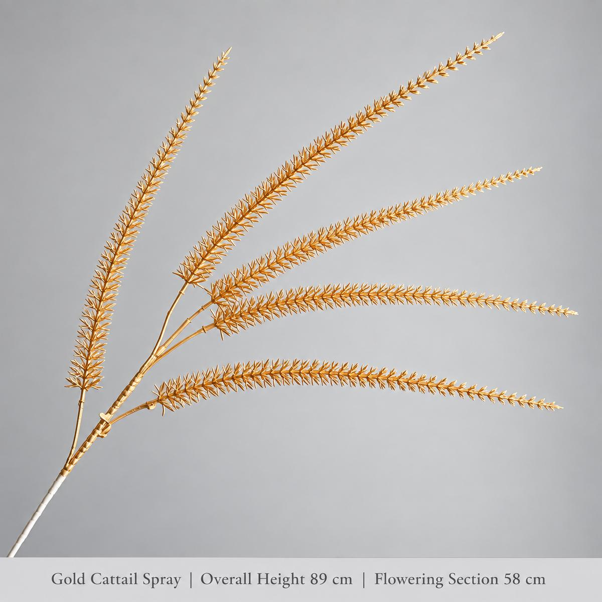 Gold Cattail Spray | Overall Height 89 cm | Flowering Section 58 cm artificial holiday floral decoration by Sunvale Living