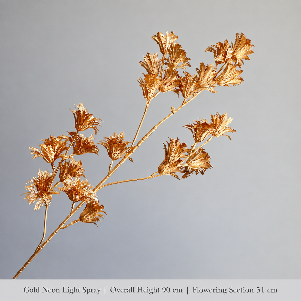 Gold Neon Light Spray | Overall Height 90 cm | Flowering Section 51 cm artificial holiday floral decoration by Sunvale Living