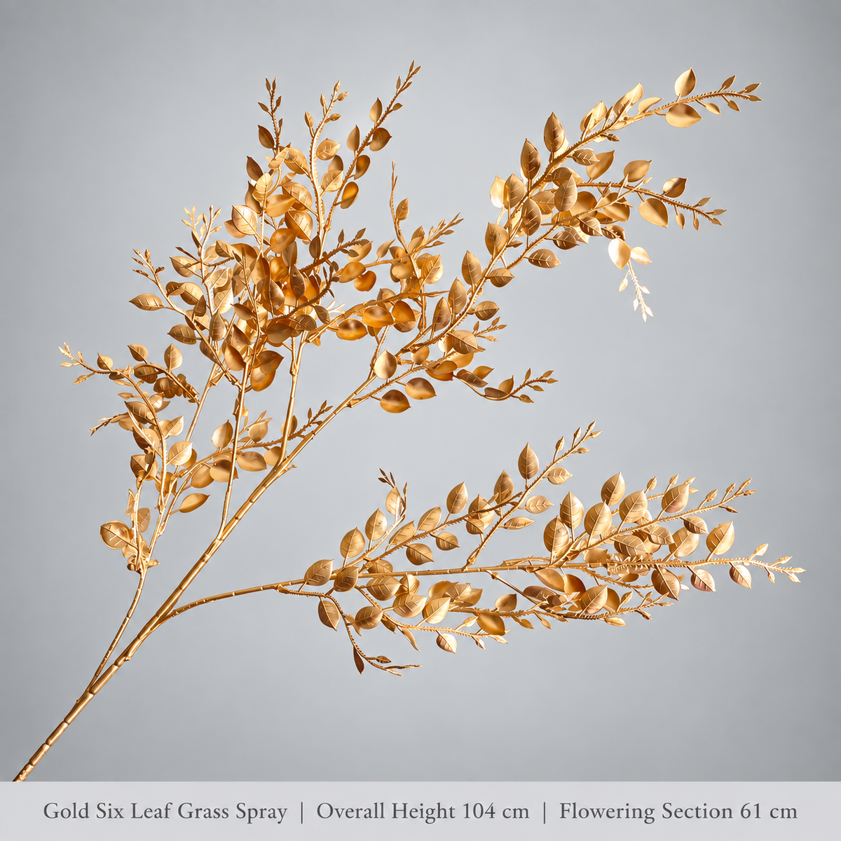 Gold Six Leaf Grass Spray – 104 cm | Overall Height 104 cm | Flowering Section 61 cm artificial holiday floral decoration by Sunvale Living