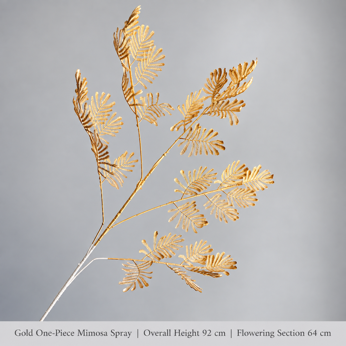 Gold One-Piece Mimosa Spray | Overall Height 92 cm | Flowering Section 64 cm artificial holiday floral decoration by Sunvale Living