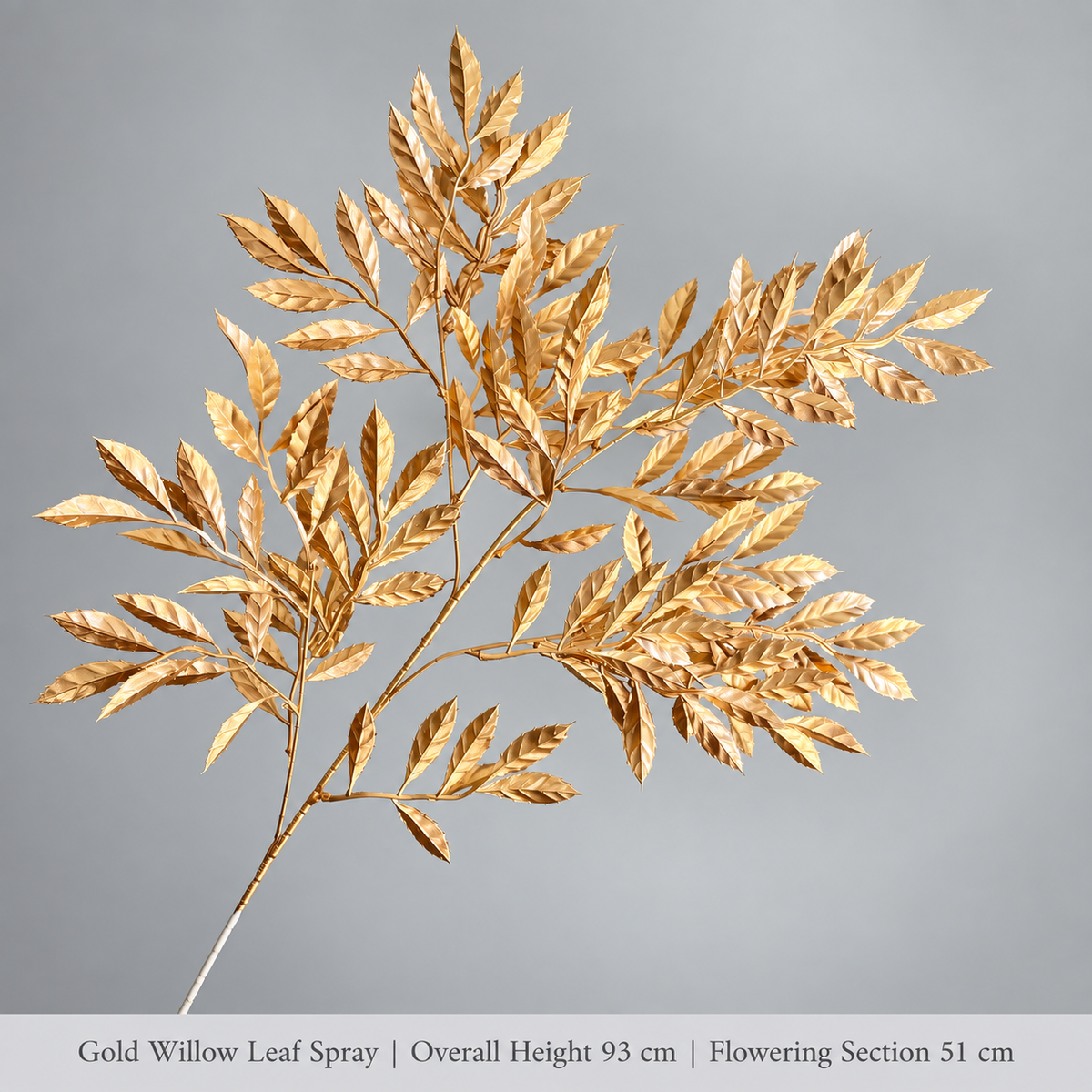 Gold Willow Leaf Spray | Overall Height 93 cm | Flowering Section 51 cm artificial holiday floral decoration by Sunvale Living