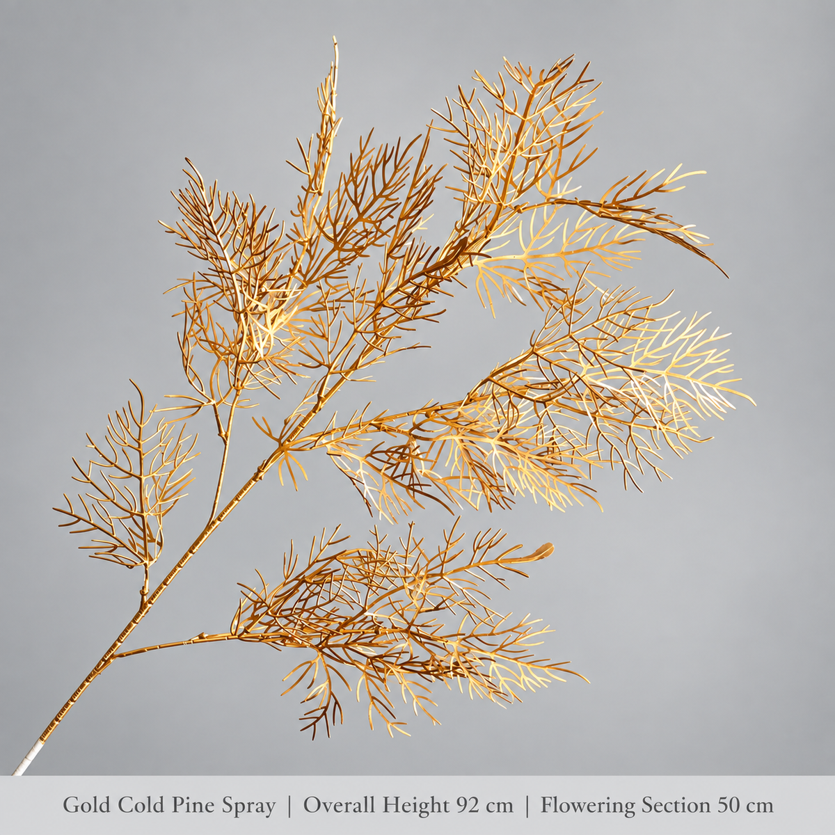 Gold Cold Pine Spray | Overall Height 92 cm | Flowering Section 50 cm artificial holiday floral decoration by Sunvale Living