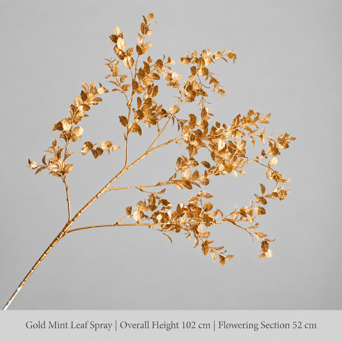 Gold Mint Leaf Spray | Overall Height 102 cm | Flowering Section 52 cm artificial holiday floral decoration by Sunvale Living