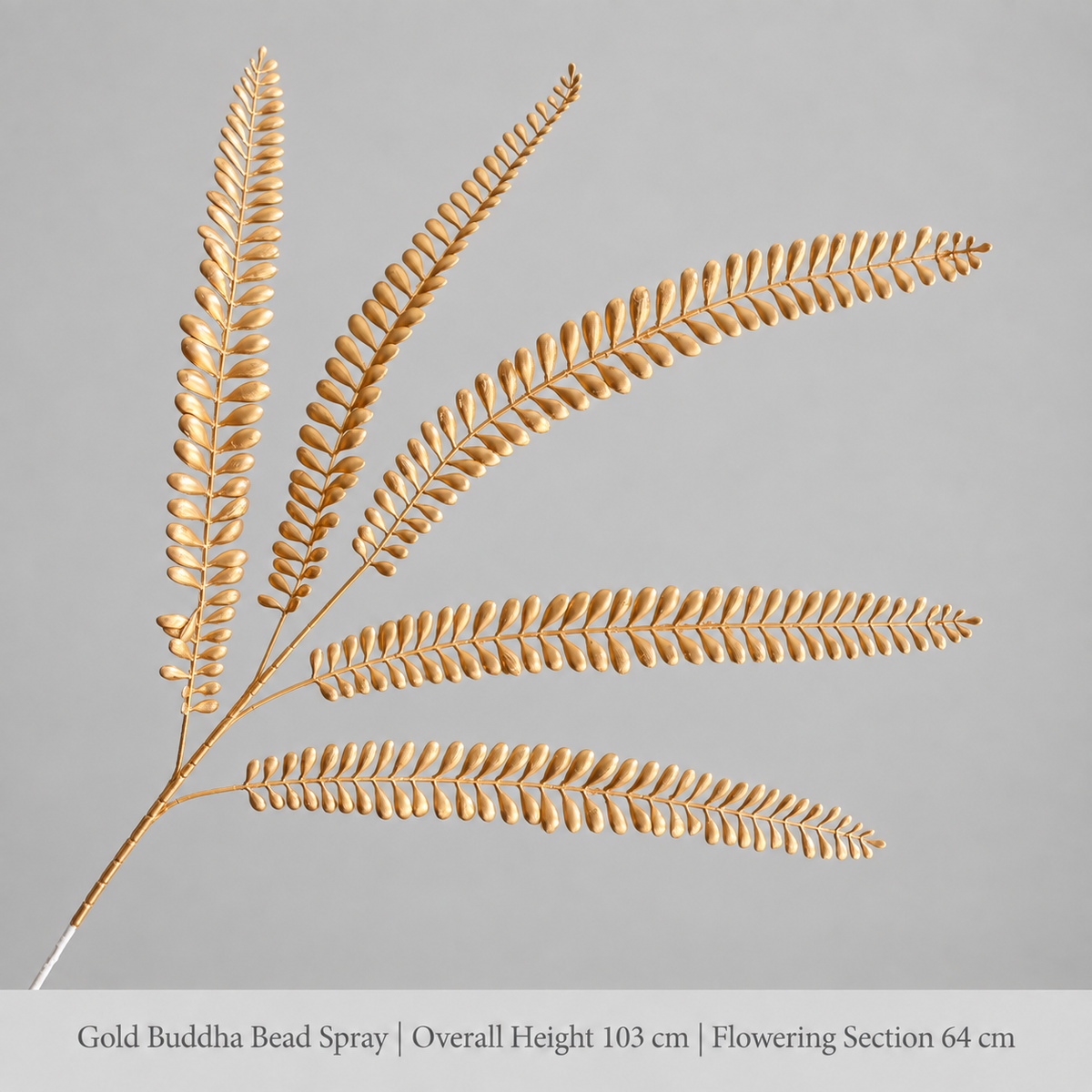 Gold Buddha Bead Spray | Overall Height 103 cm | Flowering Section 64 cm artificial holiday floral decoration by Sunvale Living