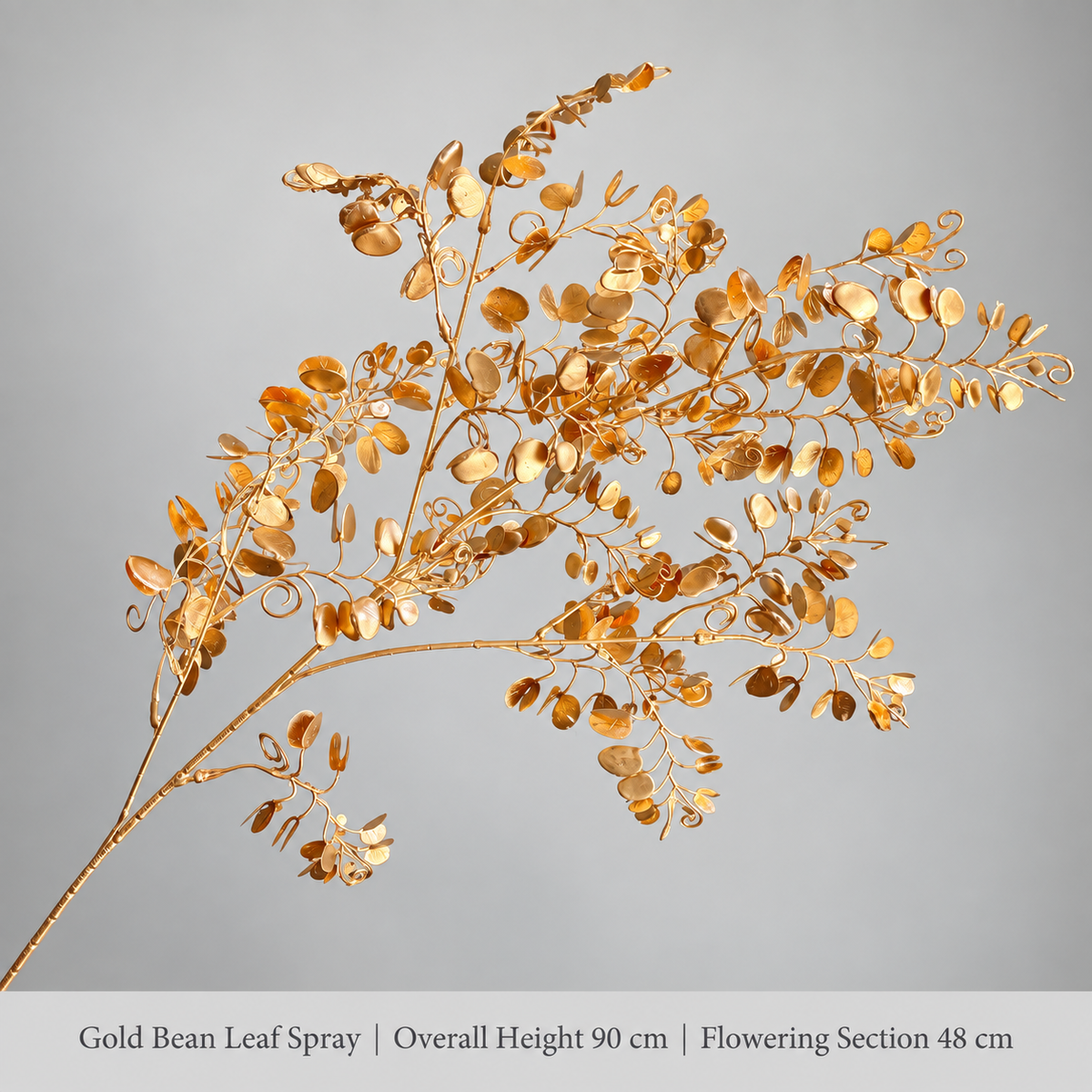 Gold Bean Leaf Spray | Overall Height 90 cm | Flowering Section 48 cm artificial holiday floral decoration by Sunvale Living