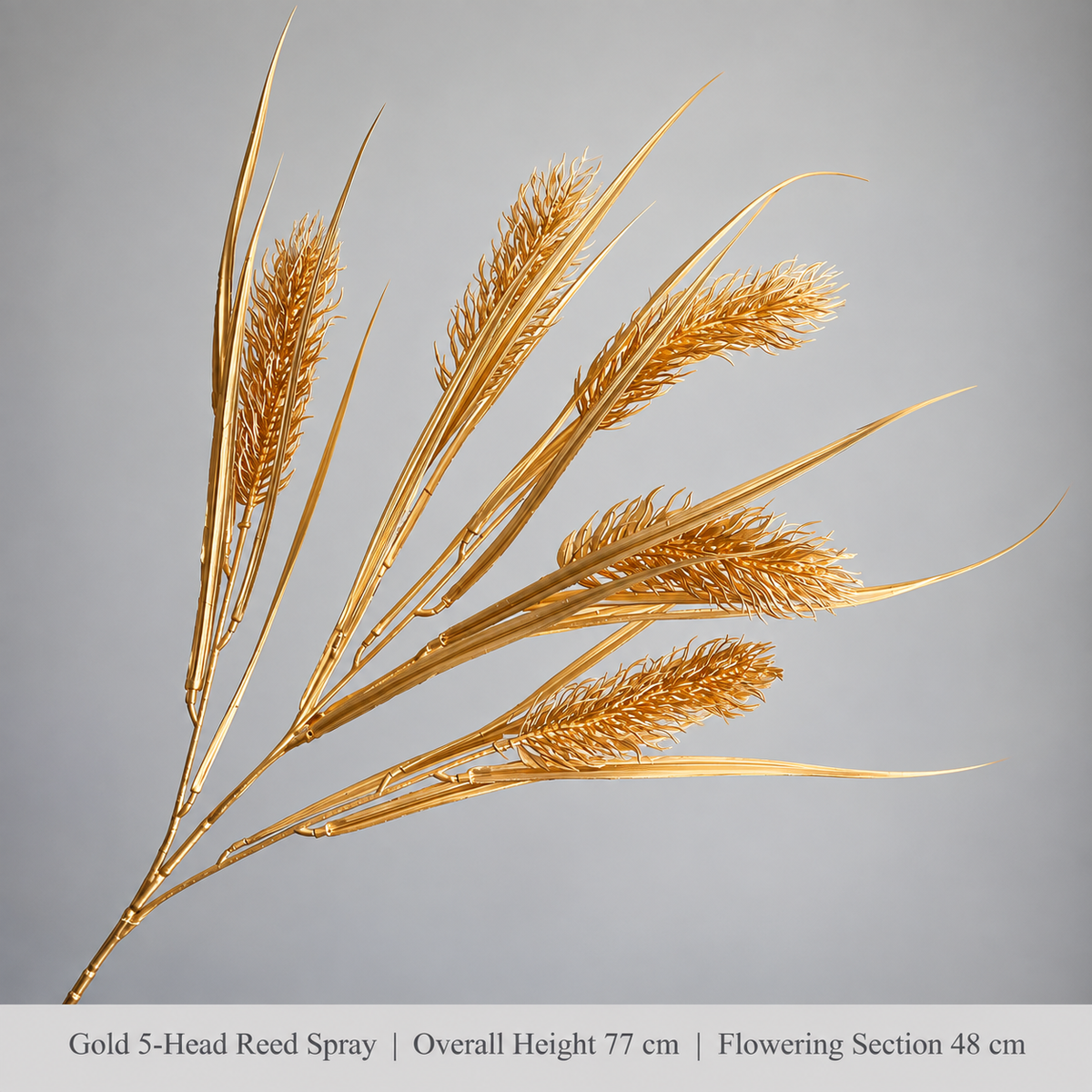 Gold 5-Head Reed Spray | Overall Height 77 cm | Flowering Section 48 cm artificial holiday floral decoration by Sunvale Living