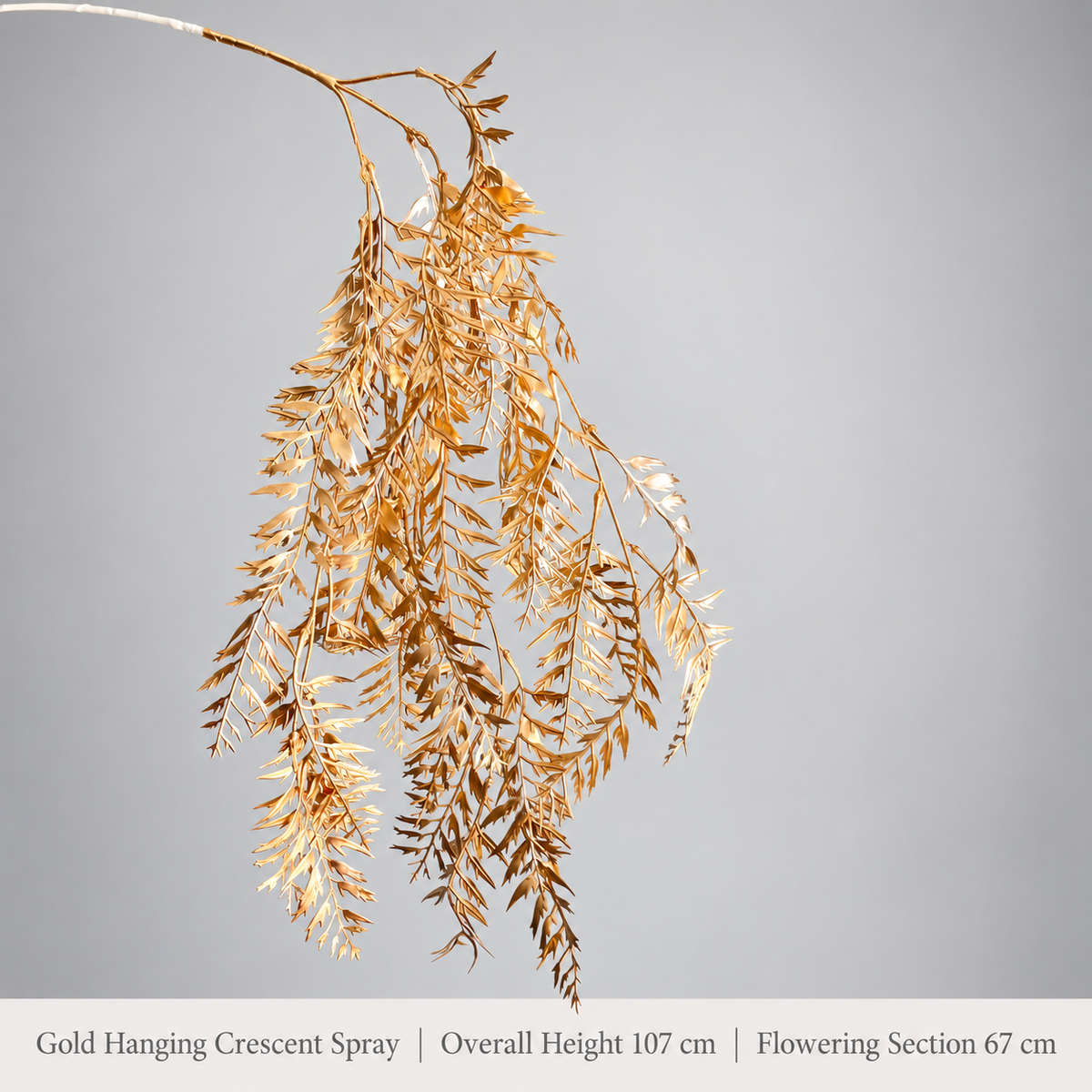 Gold Hanging Crescent Spray | Overall Height 107 cm | Flowering Section 67 cm artificial holiday floral decoration by Sunvale Living