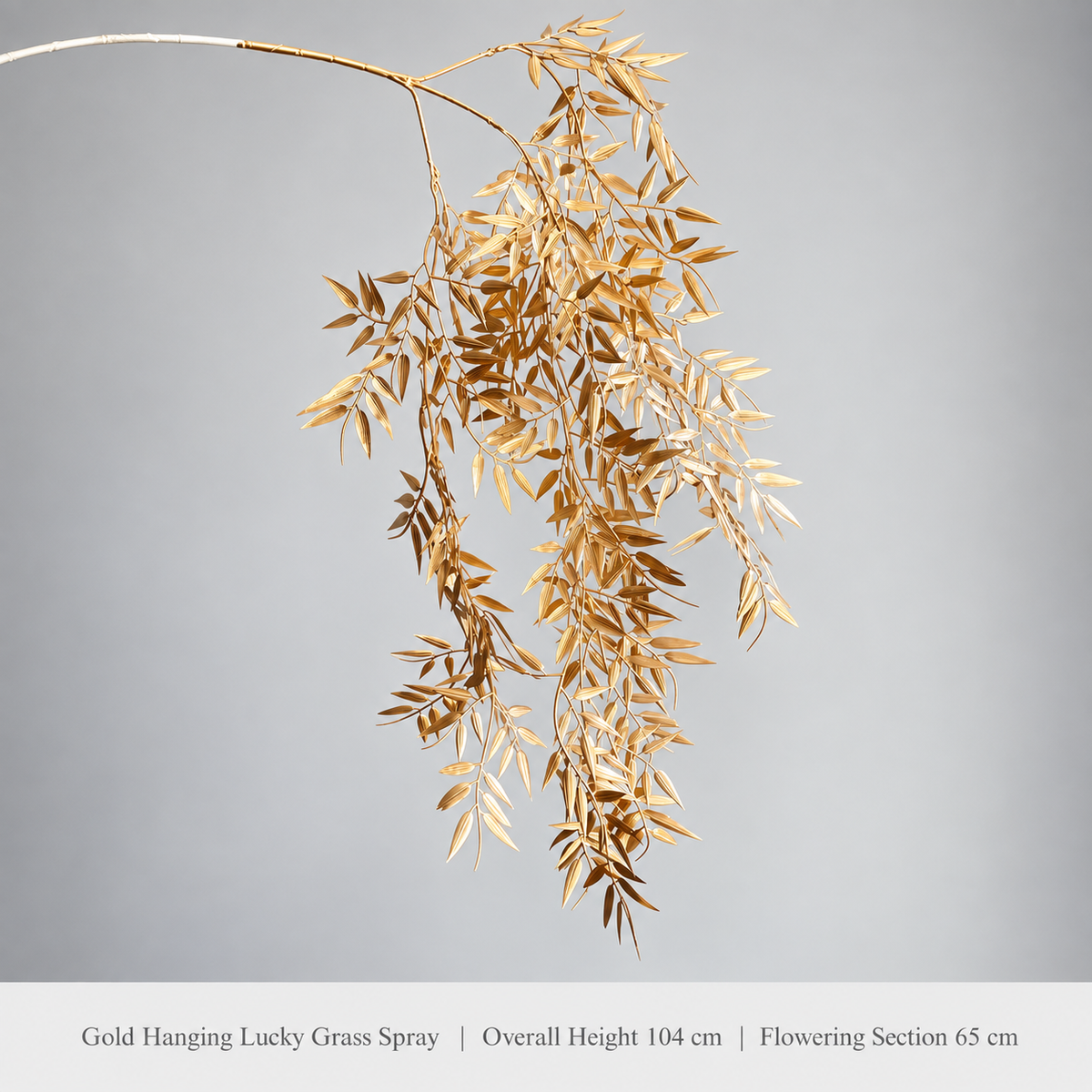 Gold Hanging Lucky Grass Spray | Overall Height 104 cm | Flowering Section 65 cm artificial holiday floral decoration by Sunvale Living