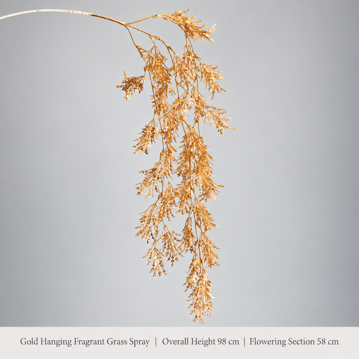Gold Hanging Fragrant Grass Spray | Overall Height 98 cm | Flowering Section 58 cm artificial holiday floral decoration by Sunvale Living