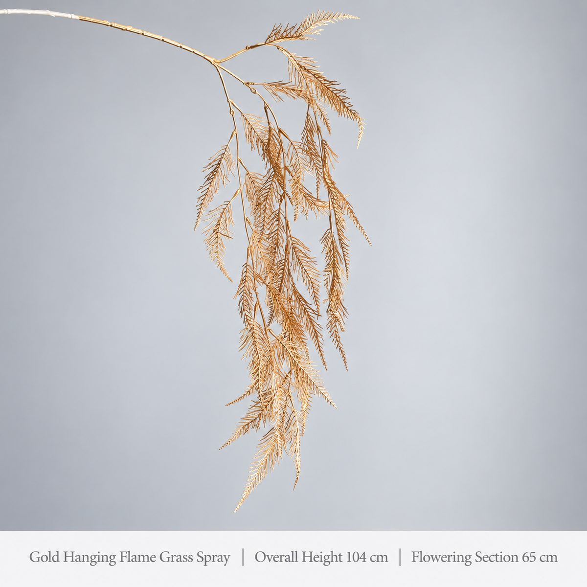 Gold Hanging Flame Grass Spray | Overall Height 104 cm | Flowering Section 65 cm artificial holiday floral decoration by Sunvale Living