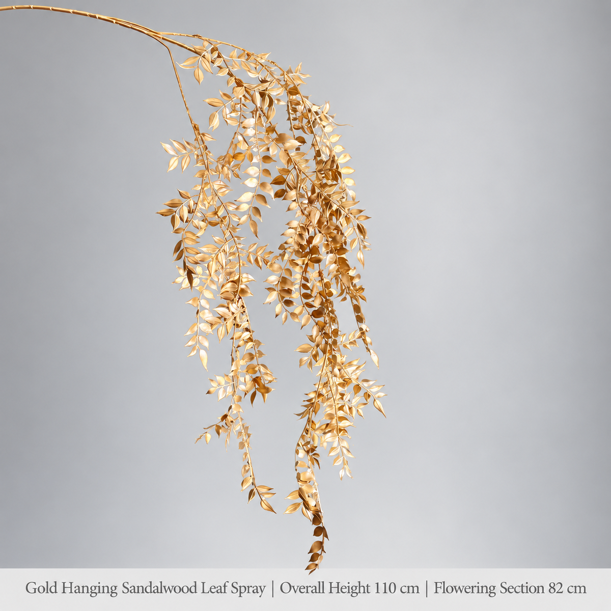 Gold Hanging Sandalwood Leaf Spray | Overall Height 110 cm | Flowering Section 82 cm artificial holiday floral decoration by Sunvale Living