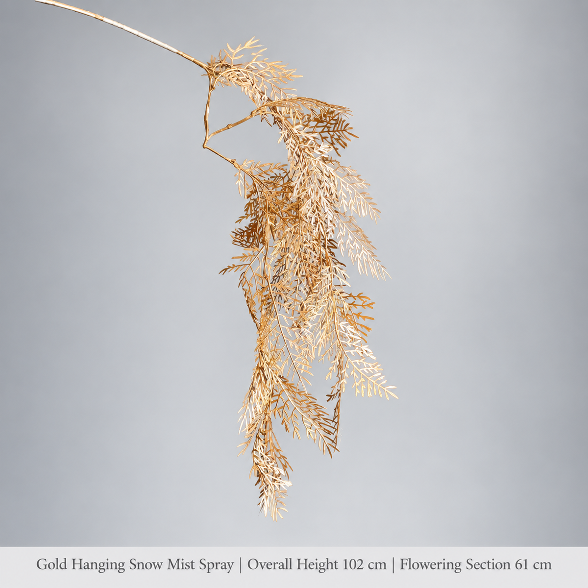 Gold Hanging Snow Mist Spray | Overall Height 102 cm | Flowering Section 61 cm artificial holiday floral decoration by Sunvale Living