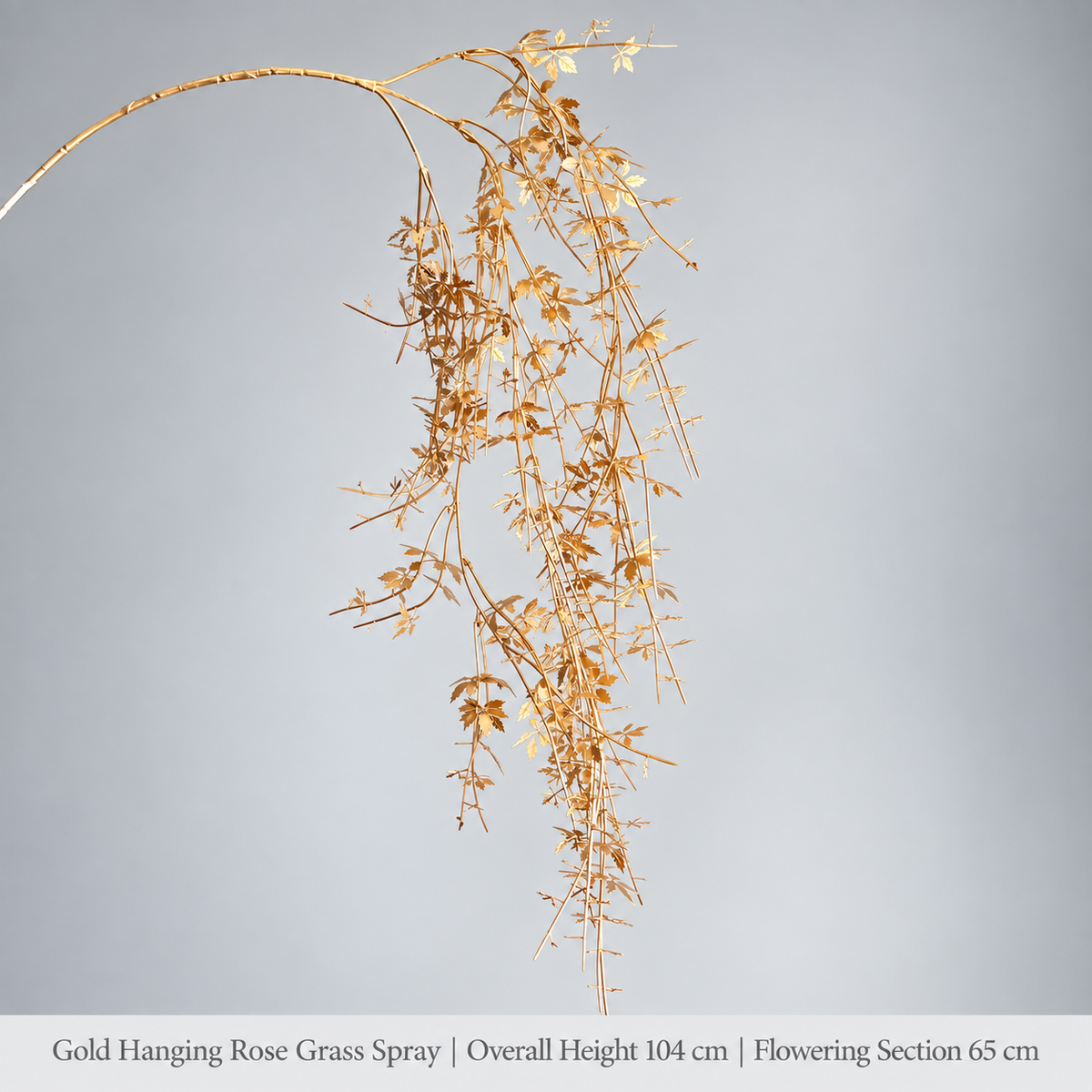 Gold Hanging Rose Grass Spray | Overall Height 104 cm | Flowering Section 65 cm artificial holiday floral decoration by Sunvale Living