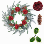 Crimson Floral Christmas Wreath artificial wreath on a clean white product background