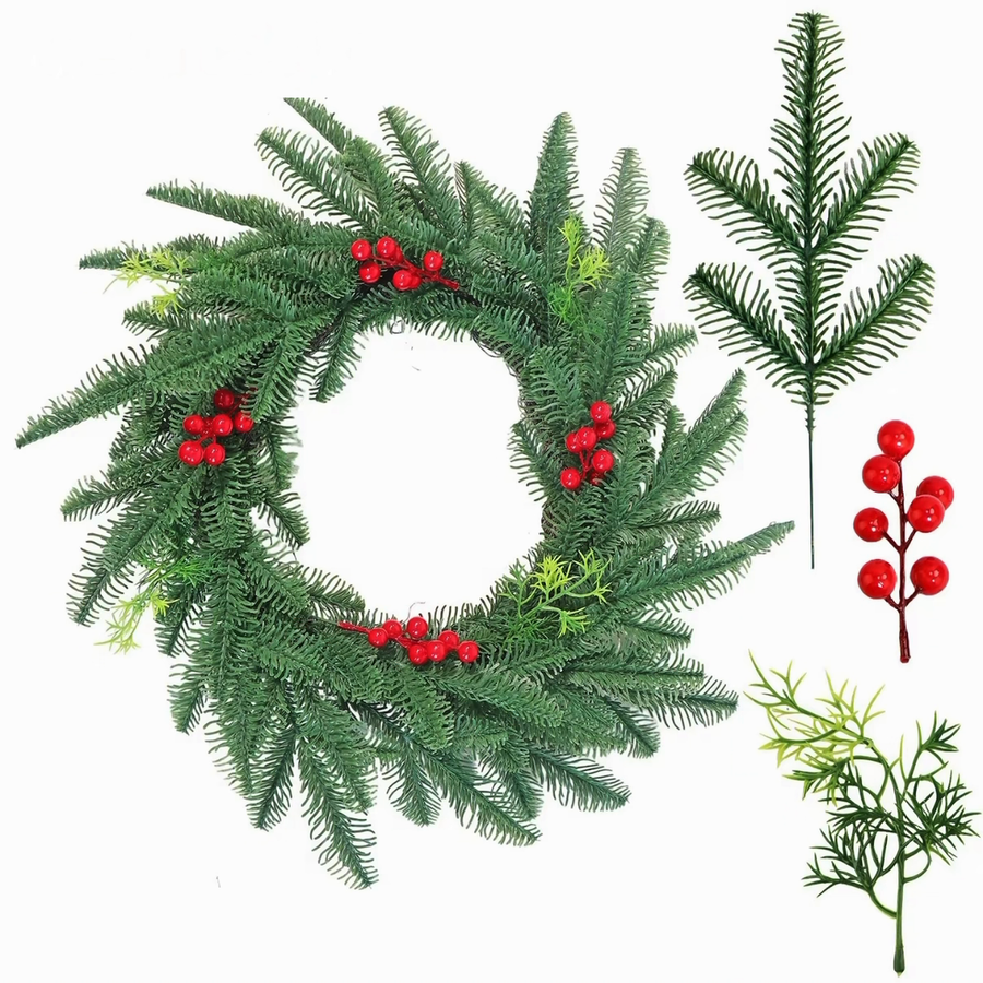 Red Berry Christmas Wreath artificial wreath on a clean white product background