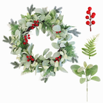 Eucalyptus & Red Berry Christmas Wreath artificial wreath on a clean white product background