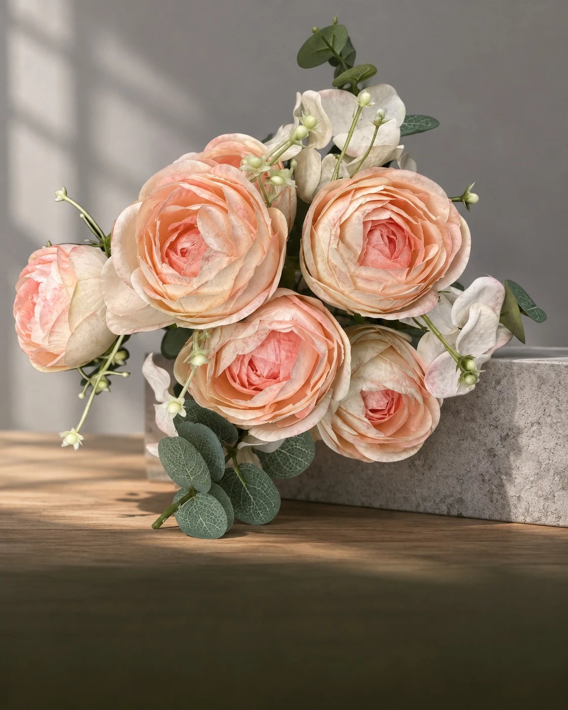 Styled artificial flower bouquet arrangement