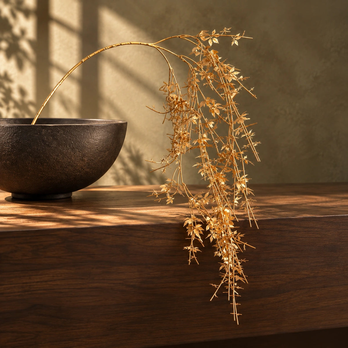 Gold decorative foliage in a seasonal display